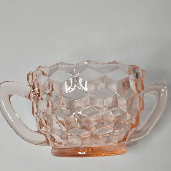 Pink Depression Jeanette Glass Diamond Pattern Sugar and Creamer Set - Picture 8 of 12